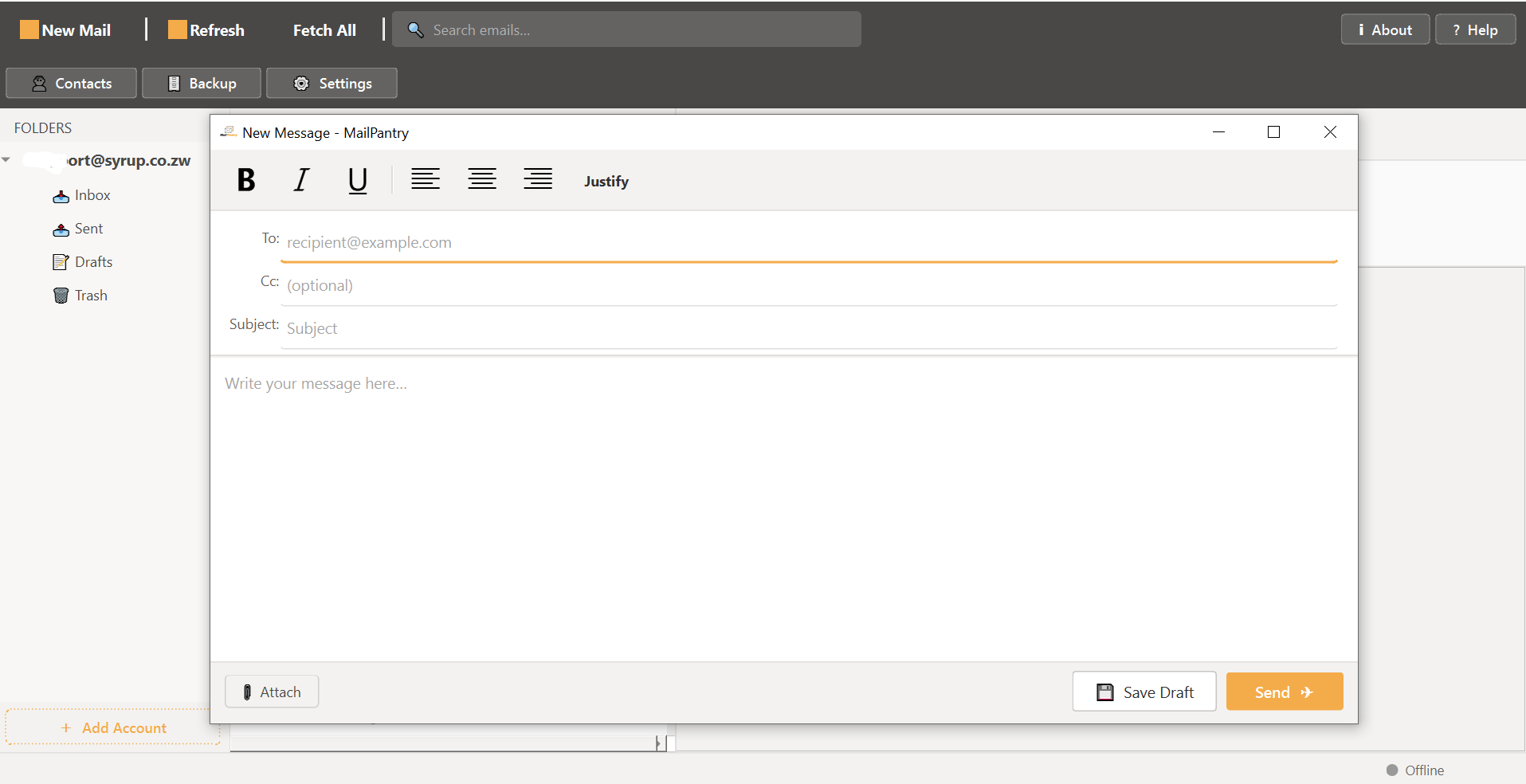 MailPantry desktop email client screenshot